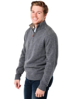 Vineyard Vines Men's Felt Shoulder 1/4 Zip Pullover -ST.BERNARD 1e0280 039greyheatheralt2