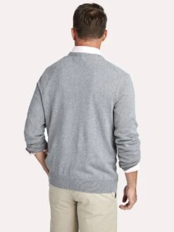 Vineyard Vines Men's Saltwater V-Neck Sweater -ST.BERNARD 1e0379 grayheatheralt1