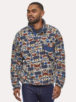 Patagonia Men's Lightweight Synchilla Snap-T 7 Patagonia Men's Lightweight Synchilla Snap-T -ST.BERNARD 25580 PROTECTEDPEAKSMULTIBIG OATMEALHEATHER