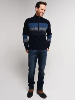 Obermeyer Men's Textured Half-Zip Sweater -ST.BERNARD 26018 nocturnalbluealt1