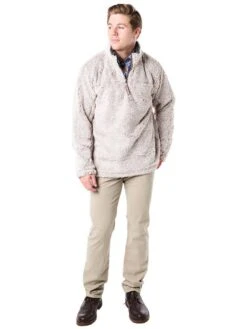 True Grit Men's Luxe Heather Melange Shearling 1/4 Zip Pullover -ST.BERNARD 61m65cst oatmealalt1
