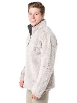 True Grit Men's Luxe Heather Melange Shearling 1/4 Zip Pullover -ST.BERNARD 61m65cst oatmealalt2