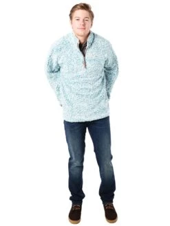 Frosty Tipped Pullover With A 1/4 Zip By True Grit -ST.BERNARD 61m65ftp aquaalt1