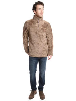 True Grit Men's Luxe Fleece Stripe Pullover -ST.BERNARD 71m33lfs brownalt3