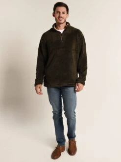 True Grit Men's Pebble Pile 1/4 Zip Pullover -ST.BERNARD 81m231osh vintageolivealt1