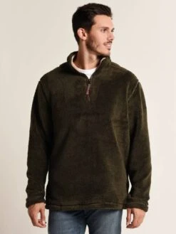 True Grit Men's Pebble Pile 1/4 Zip Pullover -ST.BERNARD 81m231osh vintageolivealt2