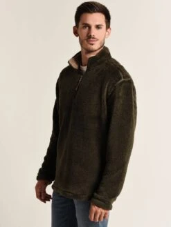 True Grit Men's Pebble Pile 1/4 Zip Pullover -ST.BERNARD 81m231osh vintageolivealt3