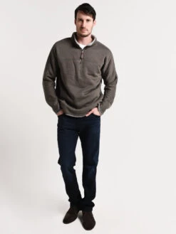 True Grit Men's Heather Fleece & Fur 1/4 Zip Pullover -ST.BERNARD 81m57dff vintagegreyalt3