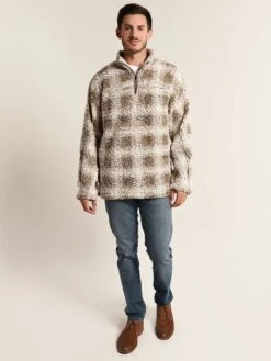 True Grit Men's Tip Shearling Box Plaid 1/4 Zip Pullover 9 True Grit Men's Tip Shearling Box Plaid 1/4 Zip Pullover -ST.BERNARD 81m65dsp brownalt1