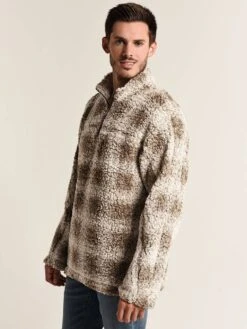 True Grit Men's Tip Shearling Box Plaid 1/4 Zip Pullover 10 True Grit Men's Tip Shearling Box Plaid 1/4 Zip Pullover -ST.BERNARD 81m65dsp brownalt2