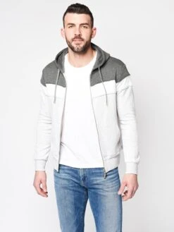 Eleventy Men’s Tri-Color Block Full Zip Hoodie