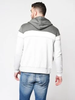 Eleventy Men’s Tri-Color Block Full Zip Hoodie -ST.BERNARD 979FE0258 LT.GREY WHITEalt2