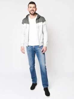 Eleventy Men’s Tri-Color Block Full Zip Hoodie -ST.BERNARD 979FE0258 LT.GREY WHITEalt3