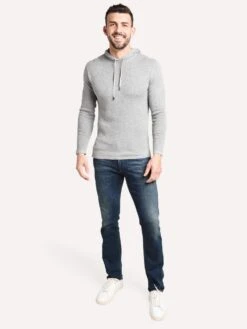 Naadam Cashmere Men's Waffle Stitch Hoodie -ST.BERNARD MC92129 CEMENTalt3