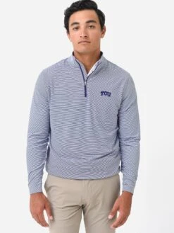 Peter Millar Men's Perth Mini Stripe Quarter Zip Sweater -ST.BERNARD ME0CEK40ExPURPLE2WHITExAlt1 78339973