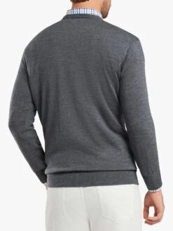 Peter Millar Men's Crown Soft V-Neck Sweater -ST.BERNARD ME0S31 CHARCOALalt1
