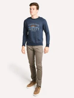 Faherty Brand Men's Logo Crew Sweatshirt -ST.BERNARD MKF1907 INDIGOalt3
