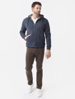 Faherty Brand Men's High Pile Fleece Zip Hoodie -ST.BERNARD MKH2201xNAVYMELANGExAlt2 82505551