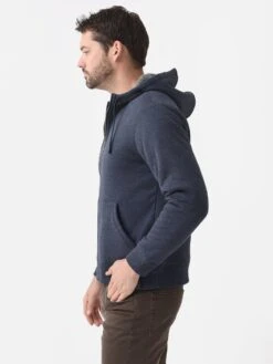 Faherty Brand Men's High Pile Fleece Zip Hoodie -ST.BERNARD MKH2201xNAVYMELANGExAlt3 82505600