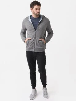 Faherty Brand Men's Cloud Reversible Zip Hoodie -ST.BERNARD MKH2224xMEDIUMGREYHEATHERLIGHTBLUEHEATHERxAlt2 82495008