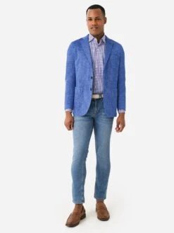 Peter Millar Crown Crafted Men's Holden Jersey Houndstooth Soft Jacket -ST.BERNARD MS23XJ05xMARINABLUExAlt2 99319944