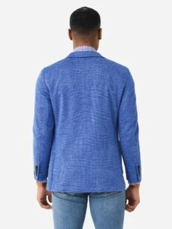 Peter Millar Crown Crafted Men's Holden Jersey Houndstooth Soft Jacket -ST.BERNARD MS23XJ05xMARINABLUExAlt4 99319949