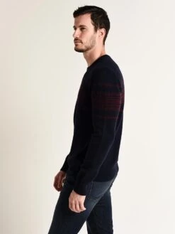 Hartford Bicolor Jacquard Crew Pullover -ST.BERNARD aqr7329 navy redalt2