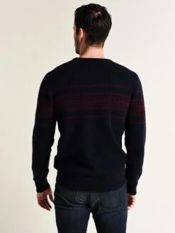 Hartford Bicolor Jacquard Crew Pullover -ST.BERNARD aqr7329 navy redalt3