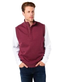 Saint Bernard 1/4 Zip Covered Placket Vest -ST.BERNARD hlil035 zinfandel 2b6495fa 3034 4ba9 adfe 65f094a74519