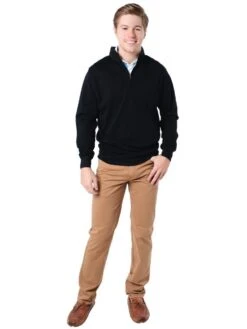 Peter Millar Men's Heather Interlock Quarter Zip Pullover -ST.BERNARD mc0k40 blackalt3