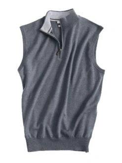 Peter Millar Men's Merino Wool Quarter-Zip Sweater Vest -ST.BERNARD mc0s54 charcoal fa395624 b256 49a0 a1b1 cfa50def9bff