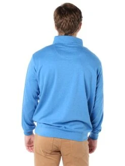 Peter Millar Men's Heather Interlock With Contrast Quarter-Zip -ST.BERNARD mf16k40 hawaiianbluealt2