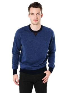 Peter Millar Suede Trimmed Crewneck Sweater -ST.BERNARD mf16s61 navy 002c0789 393e 46cd b7f6 73d2c194f0d9