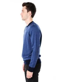 Peter Millar Suede Trimmed Crewneck Sweater -ST.BERNARD mf16s61 navyalt2