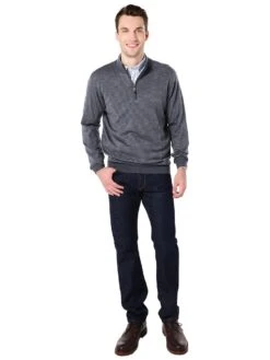 Peter Millar Striped Quarter Zip Sweater 9 Peter Millar Striped Quarter Zip Sweater -ST.BERNARD mf16s63 charcoalalt1