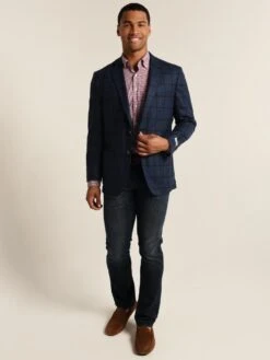 Peter Millar Wool Plaid Soft Jacket -ST.BERNARD mf18j03 navyalt3