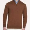 Peter Millar Men's Crown Comfort Cashmere Quarter-Zip Sweater -ST.BERNARD mf18s11 bourbon