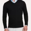 Peter Millar Men's Crown Comfort Cashmere V-Neck Sweater -ST.BERNARD mf18s14 black