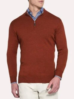 Peter Millar Crown Soft Quarter-Zip Sweater -ST.BERNARD mf18s52 hickory