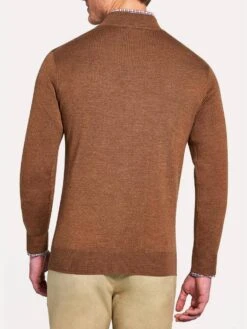 Peter Millar Nappa Trimmed Quarter-Zip Sweater -ST.BERNARD mf18s60 bourbonalt2