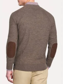 Peter Millar Raglan Crew With Suede Elbow Patches -ST.BERNARD mf18s61 cobblestonealt1