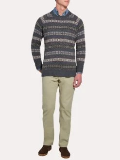 Peter Millar Mountainside Fair Isle Crew -ST.BERNARD mf18s91 thunderalt1