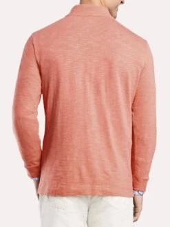 Peter Millar Men's Seaside Cotton Slub Quarter-Zip -ST.BERNARD ms19k29 grapefruitalt1