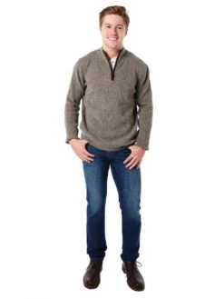 Saint Bernard Ribbed Zip Mock Sweater -ST.BERNARD s1615 olivealt1